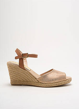 Espadrilles tissage satiné talon de 4 à 6cm beige MAYBE femme