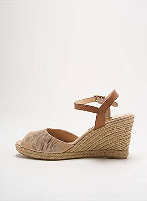 Espadrilles tissage satiné talon de 4 à 6cm beige MAYBE femme