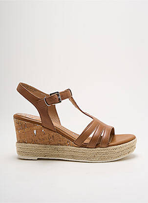 Espadrilles tissage satiné talon de 7 à 9cm marron MARCO TOZZI femme