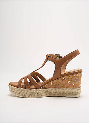 Espadrilles tissage satiné talon de 7 à 9cm marron MARCO TOZZI femme