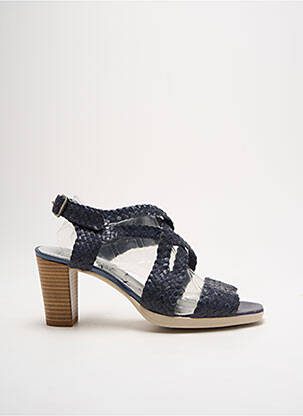 Sandales/nu pieds tissage satiné talon de 4 à 6cm bleu UN TOUR EN VILLE femme