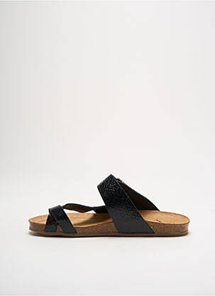 Tongs impression talon plat jusqu'à 3cm noir JORDANA femme