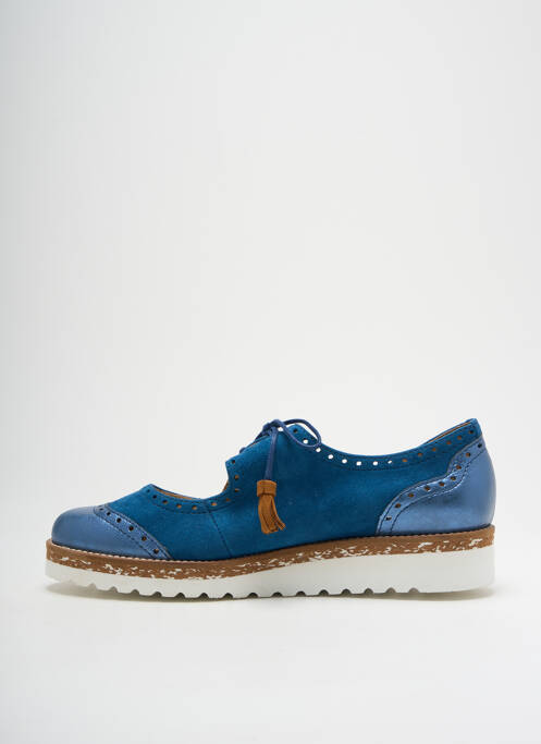 Derbies nubuck talon plat jusqu'à 3cm bleu PINTO DI BLU femme