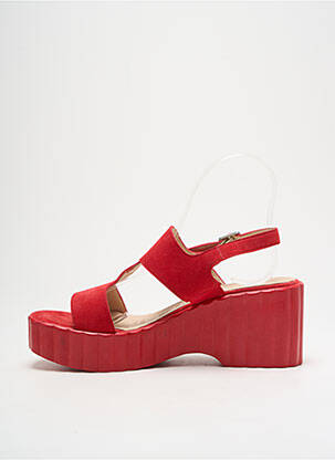 Sandales/nu pieds semi compensé talon de 4 à 6cm rouge WONDERS femme
