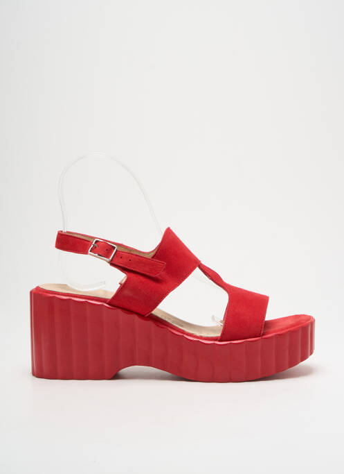 Sandales/nu pieds semi compensé talon de 4 à 6cm rouge WONDERS femme