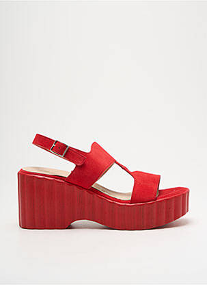 Sandales/nu pieds semi compensé talon de 7 à 9cm rouge WONDERS femme