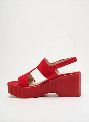 Sandales/nu pieds semi compensé talon de 7 à 9cm rouge WONDERS femme