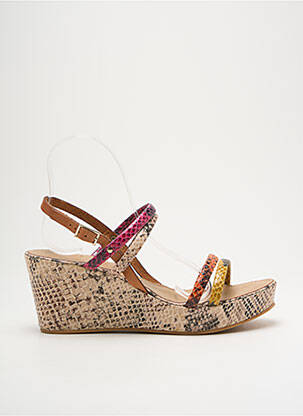 Sandales/nu pieds tissage satiné talon de 7 à 9cm beige COCO ET ABRICOT femme