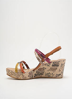 Sandales/nu pieds tissage satiné talon de 7 à 9cm beige COCO ET ABRICOT femme