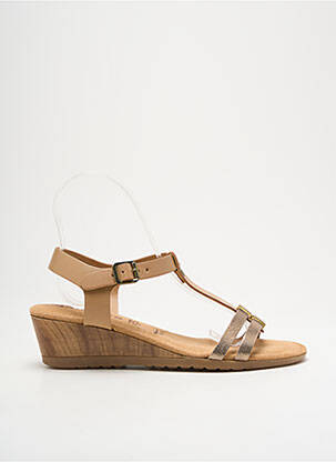 Escarpins Neosens à Fines Lanières En Cuir Beige - Taille 40, Talon Bobine