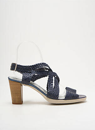 Sandales/nu pieds tissage satiné talon de 4 à 6cm bleu UN TOUR EN VILLE femme