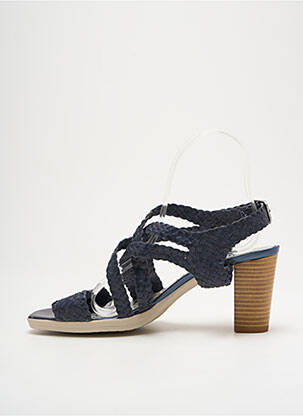 Sandales/nu pieds tissage satiné talon de 4 à 6cm bleu UN TOUR EN VILLE femme