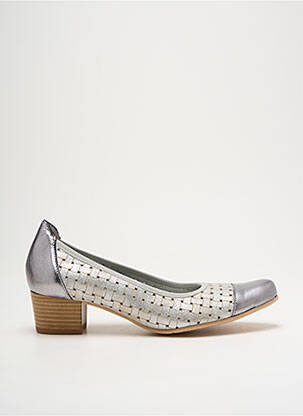 Sandales/nu pieds matière lisse talon de 4 à 6cm argent UN TOUR EN VILLE femme