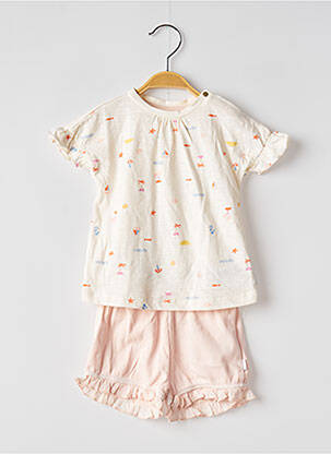 Ensemble short tissage popeline rose NOPPIES fille
