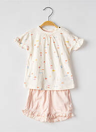 Ensemble short manches courtes rose NOPPIES fille