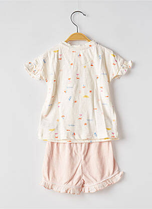 Ensemble short tissage popeline rose NOPPIES fille