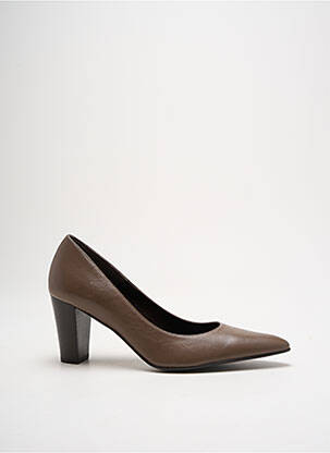 Escarpins tissage satiné talon de 7 à 9cm marron PERLATO femme
