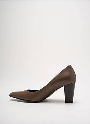 Escarpins tissage satiné talon de 7 à 9cm marron PERLATO femme