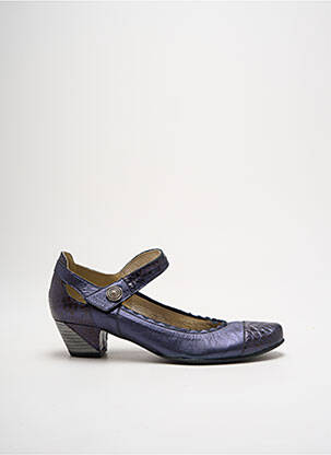 Escarpins tissage satiné talon de 4 à 6cm bleu J.METAYER femme
