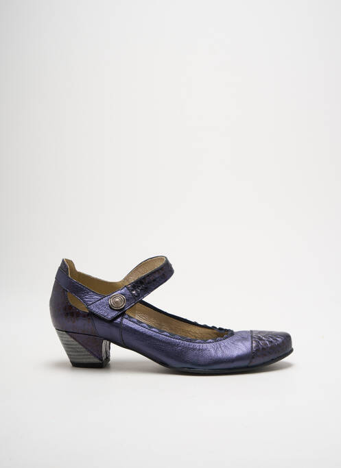 Escarpins matière lisse talon de 4 à 6cm bleu J.METAYER femme