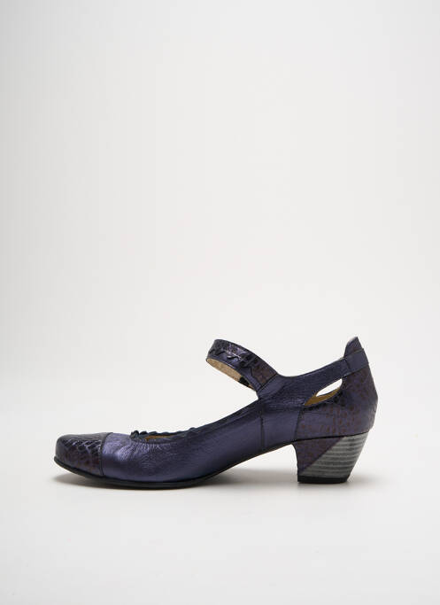 Escarpins matière lisse talon de 4 à 6cm bleu J.METAYER femme
