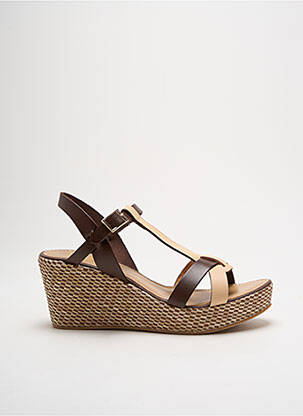 Sandales/nu pieds matière lisse talon de 4 à 6cm marron COCO ET ABRICOT femme
