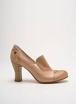 Escarpins tissage satiné talon de 7 à 9cm beige GOLD BUTTON femme