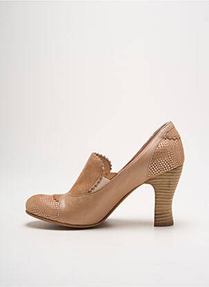 Escarpins tissage satiné talon de 7 à 9cm beige GOLD BUTTON femme