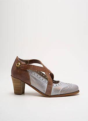 Escarpins tissage satiné talon de 4 à 6cm marron DKODE femme
