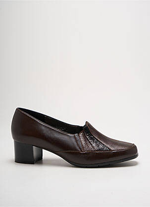 Mocassins tissage satiné talon de 4 à 6cm marron ARTIKA SOFT femme