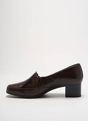 Mocassins tissage satiné talon de 4 à 6cm marron ARTIKA SOFT femme