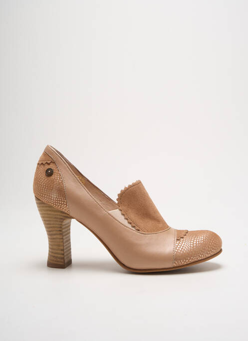 Escarpins tissage satiné talon de 7 à 9cm beige GOLD BUTTON femme