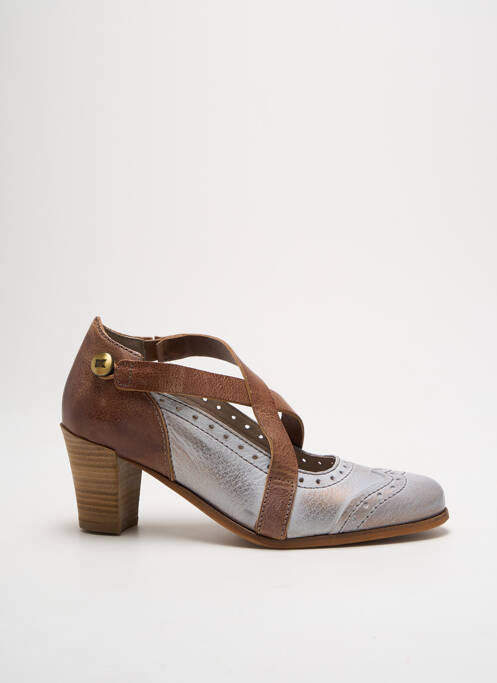 Escarpins tissage satiné talon de 4 à 6cm marron DKODE femme