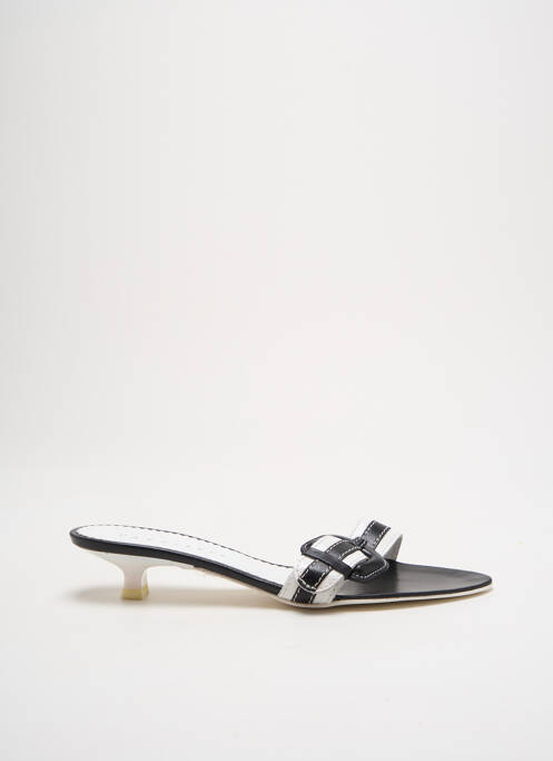Mules/sabots tissage satiné talon de 4 à 6cm blanc PARALLELE femme