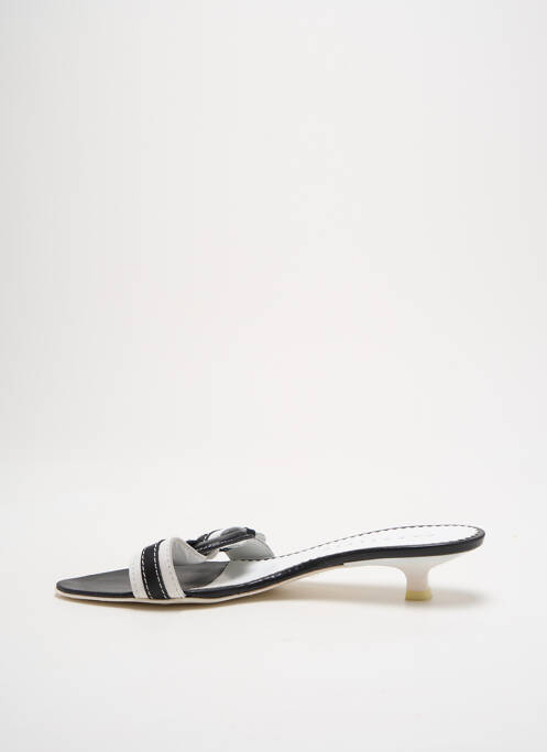 Mules/sabots tissage satiné talon de 4 à 6cm blanc PARALLELE femme