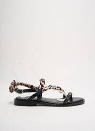 Sandales/nu pieds chiquet talon plat jusqu'à 3cm noir ELUE PAR NOUS femme