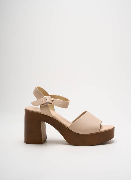 Sandales/nu pieds semi compensé talon de 7 à 9cm beige GIRLHOOD femme