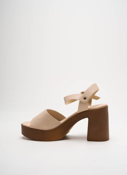 Sandales/nu pieds semi compensé talon de 7 à 9cm beige GIRLHOOD femme