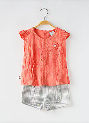 Ensemble short manches courtes orange BOBOLI fille