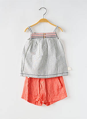 Ensemble short taille élastique orange BOBOLI fille
