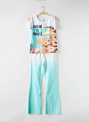 Ensemble pantalon type de haut t-shirt bleu BOBOLI fille