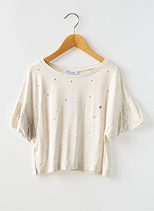 Top coupe droite manches courtes beige MAYORAL fille