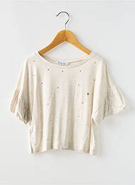 Top coupe droite manches courtes beige MAYORAL fille