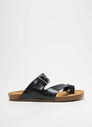Tongs impression talon plat jusqu'à 3cm noir JORDANA femme