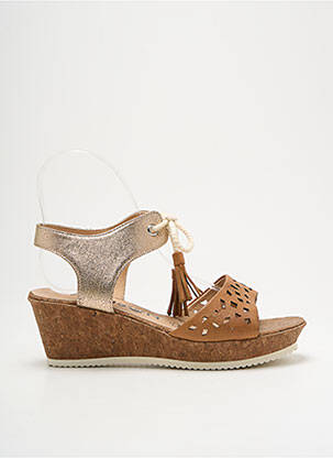 Sandales/nu pieds tissage satiné talon de 4 à 6cm marron MADISON femme