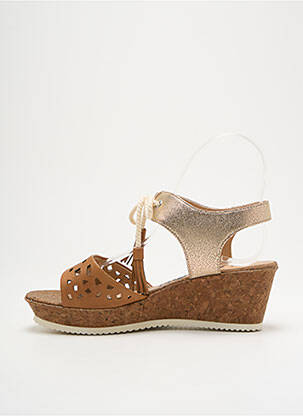 Sandales/nu pieds tissage satiné talon de 4 à 6cm marron MADISON femme