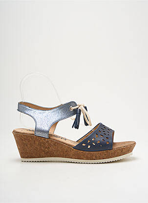 Sandales/nu pieds tissage satiné talon de 4 à 6cm bleu MADISON femme