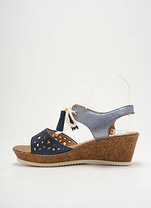 Sandales/nu pieds tissage satiné talon de 4 à 6cm bleu MADISON femme