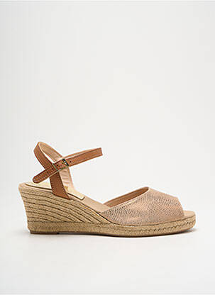 Espadrilles tissage satiné talon de 4 à 6cm marron MAYBE femme