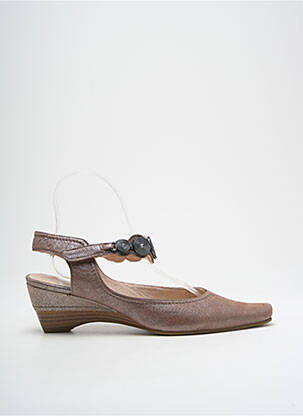 Sandales/nu pieds tissage satiné talon de 4 à 6cm beige SWEET femme